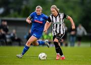 27 June 2025; Charlene Graham of Whitehall Rangers in action against Ella Gleeson of Newbridge Town during the Sports Direct Women's FAI Cup first round match between Newbridge Town and Whitehall at Greenogue Park in Dublin. Photo by Stephen Marken/Sportsfile