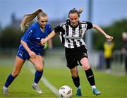 27 June 2025; Leah McHugh of Whitehall Rangers in action against Alison Kaye of Newbridge Town during the Sports Direct Women's FAI Cup first round match between Newbridge Town and Whitehall at Greenogue Park in Dublin. Photo by Stephen Marken/Sportsfile