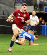 28 June 2025; Dan Sheehan of British & Irish Lions celebrates as he runs through to score his side's first try during the tour match between Western Force and the British & Irish Lions at Optus Stadium in Perth, Australia. Photo by Steve Christo/Sportsfile