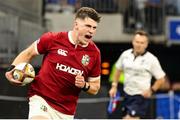 28 June 2025; Dan Sheehan of British & Irish Lions celebrates as he runs through to score his side's first try during the tour match between Western Force and the British & Irish Lions at Optus Stadium in Perth, Australia. Photo by Steve Christo/Sportsfile
