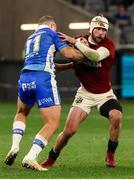 28 June 2025; Mack Hansen of British & Irish Lions is tackled by Dylan Pietsch of Western Force during the tour match between Western Force and the British & Irish Lions at Optus Stadium in Perth, Australia. Photo by Steve Christo/Sportsfile