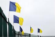 28 June 2025; A general view of flags before the FAI Women's Under-17 Cup final match between Athenry FC and Callan United at Fairview Rangers AFC in Limerick. Photo by Thomas Flinkow/Sportsfile