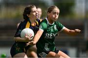28 June 2025; Dearbhla Coppinger of Glanmire in action against Emily Higgins of Charlestown during the LGFA Division 1 match between Glanmire and Charlestown at the John West Féile Peile na nÓg Gaelic Football and LGFA National Finals at Derry GAA Centre of Excellence in Owenbeg, Derry. Photo by Shauna Clinton/Sportsfile