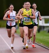 28 June 2025; Emma Flynn of North Cork AC, Cork, competes in the Girls Under 16 3000m during day one of the 123.ie National Juveniles Track & Field Championships at Tullamore Harriers Athletics Club in Offaly. Photo by Ben McShane/Sportsfile