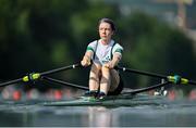 28 June 2025; Siobhan McCrohan of Ireland after the Lightweight Women's Single Sculls Final A during the 2025 World Rowing Cup at Rotsee in Lucerne, Switzerland. Photo by Benedict Tufnell/Sportsfile