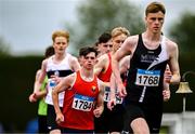 28 June 2025; Ben O'Reilly Murphy of Cork City AC, Cork, centre, competes in the Boys Under 18 3000m  during day one of the 123.ie National Juveniles Track & Field Championships at Tullamore Harriers Athletics Club in Offaly. Photo by Ben McShane/Sportsfile