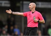 27 June 2025; Referee Marc Lynch during the SSE Airtricity Men's Premier Division match between Cork City and St Patrick's Athletic at Turner's Cross in Cork. Photo by Brendan Moran/Sportsfile