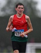 28 June 2025; Christopher Troy of Westport AC, Mayo, competes in the Boys Under 18 3000m during day one of the 123.ie National Juveniles Track & Field Championships at Tullamore Harriers Athletics Club in Offaly. Photo by Ben McShane/Sportsfile