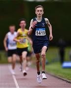 28 June 2025; Adam Noone of Templeogue AC, Dublin, competes in the Boys Under 16 3000m during day one of the 123.ie National Juveniles Track & Field Championships at Tullamore Harriers Athletics Club in Offaly. Photo by Ben McShane/Sportsfile