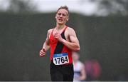 28 June 2025; Jacob Ciomek of Lucan Harriers AC, Dublin, competes in the Boys Under 18 3000m SC during day one of the 123.ie National Juveniles Track & Field Championships at Tullamore Harriers Athletics Club in Offaly. Photo by Ben McShane/Sportsfile