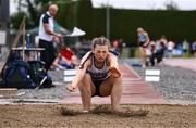 28 June 2025; Claire Rogers of Ratoath AC, Meath, competes in the Girls Under 18 Triple Jump during day one of the 123.ie National Juveniles Track & Field Championships at Tullamore Harriers Athletics Club in Offaly. Photo by Ben McShane/Sportsfile