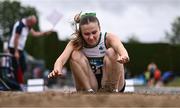 28 June 2025; Penny Clarke Doran of Raheny Shamrock AC, Dublin, competes in the Girls Under 18 Long Jump during day one of the 123.ie National Juveniles Track & Field Championships at Tullamore Harriers Athletics Club in Offaly. Photo by Ben McShane/Sportsfile