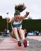28 June 2025; Penny Clarke Doran of Raheny Shamrock AC, Dublin, competes in the Girls Under 18 Long Jump during day one of the 123.ie National Juveniles Track & Field Championships at Tullamore Harriers Athletics Club in Offaly. Photo by Ben McShane/Sportsfile