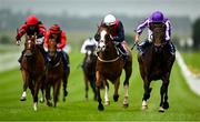 28 June 2025; Beautify, right, with Ryan Moore up, on their way to winning the Airlie Stud Stakes during day two of the Dubai Duty Free Irish Derby Festival at The Curragh Racecourse in Kildare. Photo by Seb Daly/Sportsfile