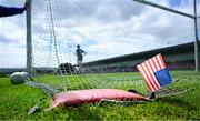 28 June 2025; An American flag is seen behind the goal at the John West Féile Peile na nÓg Gaelic Football and LGFA National Finals at Derry GAA Centre of Excellence in Owenbeg, Derry. Photo by Shauna Clinton/Sportsfile