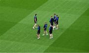 28 June 2025; Monaghan players walk the pitch before the GAA Football All-Ireland Senior Championship quarter-final match between Monaghan and Donegal at Croke Park in Dublin. Photo by Ray McManus/Sportsfile