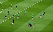 28 June 2025; Donegal players walk the pitch before the GAA Football All-Ireland Senior Championship quarter-final match between Monaghan and Donegal at Croke Park in Dublin. Photo by Ray McManus/Sportsfile