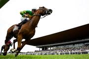 28 June 2025; Trustyourinstinct, with Dylan Browne McMonagle up, on their way to winning the Al Basti Equiworld International Stakes during day two of the Dubai Duty Free Irish Derby Festival at The Curragh Racecourse in Kildare. Photo by Seb Daly/Sportsfile