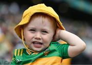 28 June 2025; Donegal supporter two year old Danny Maher, from Cruit Island, before the GAA Football All-Ireland Senior Championship quarter-final match between Monaghan and Donegal at Croke Park in Dublin. Photo by Ray McManus/Sportsfile