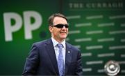 28 June 2025; Trainer Aidan O'Brien after sending out Whirl to win the Paddy Power Pretty Polly Stakes during day two of the Dubai Duty Free Irish Derby Festival at The Curragh Racecourse in Kildare. Photo by Seb Daly/Sportsfile