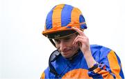 28 June 2025; Jockey Ryan Moor after riding Whirl to victory in the Paddy Power Pretty Polly Stakes during day two of the Dubai Duty Free Irish Derby Festival at The Curragh Racecourse in Kildare. Photo by Seb Daly/Sportsfile