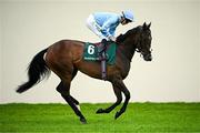 28 June 2025; Jockey Dylan Browne McMonagle and Wemightakedlongway go to post before the Paddy Power Pretty Polly Stakes during day two of the Dubai Duty Free Irish Derby Festival at The Curragh Racecourse in Kildare. Photo by Seb Daly/Sportsfile