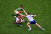 28 June 2025; Michael Langan of Donegal in action against Conor McCarthy of Monaghan during the GAA Football All-Ireland Senior Championship quarter-final match between Monaghan and Donegal at Croke Park in Dublin. Photo by Daire Brennan/Sportsfile