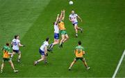 28 June 2025; Michael Murphy of Donegal in action against Kieran Duffy of Monaghan during the GAA Football All-Ireland Senior Championship quarter-final match between Monaghan and Donegal at Croke Park in Dublin. Photo by Daire Brennan/Sportsfile