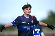 28 June 2025; Emmett Smith of New York celebrates at the final whistle of the Football Division 1 semi-final match between New York and Kilcummin at the John West Féile Peile na nÓg Gaelic Football and LGFA National Finals at Derry GAA Centre of Excellence in Owenbeg, Derry. Photo by Shauna Clinton/Sportsfile