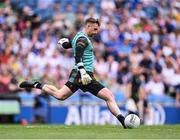 28 June 2025; Donegal goalkeeper Shaun Patton takes a kick-out during the GAA Football All-Ireland Senior Championship quarter-final match between Monaghan and Donegal at Croke Park in Dublin. Photo by Piaras Ó Mídheach/Sportsfile