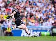28 June 2025; Monaghan goalkeeper Rory Beggan takes a kick-out during the GAA Football All-Ireland Senior Championship quarter-final match between Monaghan and Donegal at Croke Park in Dublin. Photo by Piaras Ó Mídheach/Sportsfile