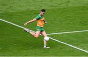 28 June 2025; Michael Langan of Donegal scores his side's first goal during the GAA Football All-Ireland Senior Championship quarter-final match between Monaghan and Donegal at Croke Park in Dublin. Photo by Daire Brennan/Sportsfile