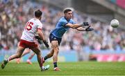 28 June 2025; David Byrne of Dublin in action against Darragh Canavan of Tyrone during the GAA Football All-Ireland Senior Championship quarter-final match between Dublin and Tyrone at Croke Park in Dublin. Photo by Piaras Ó Mídheach/Sportsfile