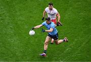 28 June 2025; David Byrne of Dublin in action against Darren McCurry of Tyrone during the GAA Football All-Ireland Senior Championship quarter-final match between Dublin and Tyrone at Croke Park in Dublin. Photo by Daire Brennan/Sportsfile