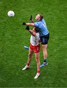 28 June 2025; Conn Kilpatrick of Tyrone in action against Ciarán Kilkenny of Dublin during the GAA Football All-Ireland Senior Championship quarter-final match between Dublin and Tyrone at Croke Park in Dublin. Photo by Daire Brennan/Sportsfile