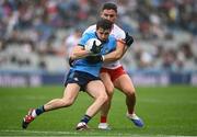 28 June 2025; Brian O'Leary of Dublin in action against Padraig Hampsey of Tyrone during the GAA Football All-Ireland Senior Championship quarter-final match between Dublin and Tyrone at Croke Park in Dublin. Photo by David Fitzgerald/Sportsfile