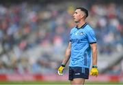 28 June 2025; Cormac Costello of Dublin watches his free go wide during the GAA Football All-Ireland Senior Championship quarter-final match between Dublin and Tyrone at Croke Park in Dublin. Photo by David Fitzgerald/Sportsfile