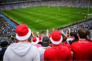 28 June 2025; Tyrone supporters in Hill 16 during the GAA Football All-Ireland Senior Championship quarter-final match between Dublin and Tyrone at Croke Park in Dublin. Photo by David Fitzgerald/Sportsfile