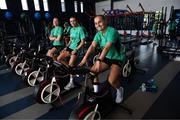 28 June 2025; Players, from left, Emily Murphy, Abbie Larkin and Izzy Atkinson during a Republic of Ireland women training session at Mercy Health Training Center in Cincinnati, Ohio, USA. Photo by Stephen McCarthy/Sportsfile