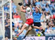 28 June 2025; Paddy Small of Dublin in action against Peter Teague of Tyrone during the GAA Football All-Ireland Senior Championship quarter-final match between Dublin and Tyrone at Croke Park in Dublin. Photo by David Fitzgerald/Sportsfile