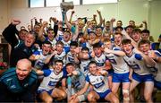 28 June 2025; The Waterford team celebrate with the Irish Press Cup after the Electric Ireland GAA Hurling All-Ireland Minor Championship final match between Waterford and Clare at FBD Semple Stadium in Thurles, Tipperary. Photo by Brendan Moran/Sportsfile