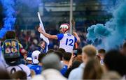 28 June 2025; Shane Power of Waterford celebrates upon the shoulders of supporters after the Electric Ireland GAA Hurling All-Ireland Minor Championship final match between Waterford and Clare at FBD Semple Stadium in Thurles, Tipperary. Photo by Brendan Moran/Sportsfile
