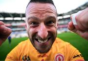 28 June 2025; Tyrone goalkeeper Niall Morgan celebrates after the GAA Football All-Ireland Senior Championship quarter-final match between Dublin and Tyrone at Croke Park in Dublin. Photo by David Fitzgerald/Sportsfile
