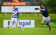 28 June 2025; Oisin Lynch of Naas in action against Dean Samspon of New York during the Football Division 1 Cup Final match between Naas and New York at the John West Féile Peile na nÓg Gaelic Football and LGFA National Finals at Derry GAA Centre of Excellence in Owenbeg, Derry. Photo by Shauna Clinton/Sportsfile