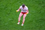 28 June 2025; Ruairí Canavan of Tyrone celebrates after the GAA Football All-Ireland Senior Championship quarter-final match between Dublin and Tyrone at Croke Park in Dublin. Photo by Daire Brennan/Sportsfile