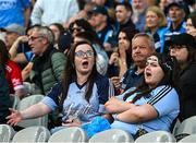 28 June 2025; Dublin supporters react during the GAA Football All-Ireland Senior Championship quarter-final match between Dublin and Tyrone at Croke Park in Dublin. Photo by David Fitzgerald/Sportsfile