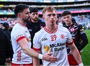 28 June 2025; Seánie O'Donnell of Tyrone after his side's victory in the GAA Football All-Ireland Senior Championship quarter-final match between Dublin and Tyrone at Croke Park in Dublin. Photo by Piaras Ó Mídheach/Sportsfile