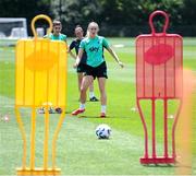 28 June 2025; Megan Connolly plays footgolf during a Republic of Ireland women training session at Mercy Health Training Center in Cincinnati, Ohio, USA. Photo by Stephen McCarthy/Sportsfile