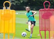 28 June 2025; Anna Patten plays footgolf during a Republic of Ireland women training session at Mercy Health Training Center in Cincinnati, Ohio, USA. Photo by Stephen McCarthy/Sportsfile