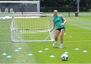 28 June 2025; Hayley Nolan plays footgolf during a Republic of Ireland women training session at Mercy Health Training Center in Cincinnati, Ohio, USA. Photo by Stephen McCarthy/Sportsfile